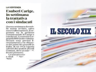 Il Secolo XIX su Carige, pronta la trattativa sindacati azienda su occupazione