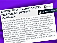 Borsa Italiana sul Ccnl, First Cisl, irricevibile proposta Abi parte economica