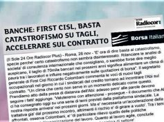 Borsa Italiana, First Cisl, basta catastrofismo su tagli, accelerare contratto