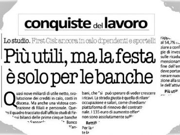 Studio First Cisl, Colombani, alta produttività dei lavoratori su utili banche