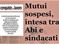 Conquiste del Lavoro, Abi e sindacati ok, mutui sospesi donne vittime violenza