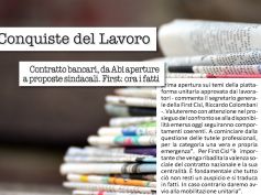 Conquiste del Lavoro, da Abi aperture, First Cisl, ora i fatti