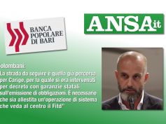 Ansa su Popolare Bari, Colombani, serve operazione di sistema basata su Fitd