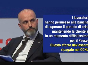 Colombani, banche salve grazie ai lavoratori, sforzi vanno ripagati nel Ccnl