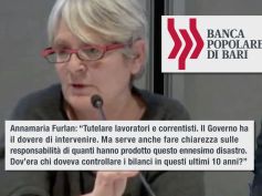 Popolare Bari, tweet di Annamaria Furlan, fare chiarezza su responsabilità