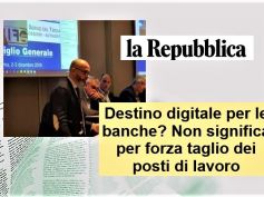 Studio First Cisl, la Repubblica, digitale banche non equivale a taglio posti