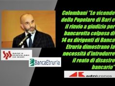 AdnKronos, ex Etruria e PopBari, Colombani, necessaria norma disastro bancario