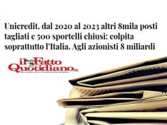 Tagli UniCredit sul Fatto Quotidiano, First Cisl, schiaffo sacrifici lavoratori