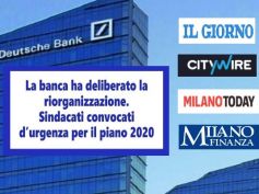 Piano Deutsche Bank, sindacati, consideriamo incontro prima informativa