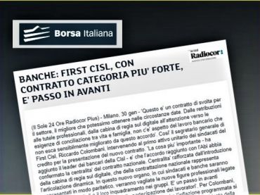 Borsa Italiana, Colombani, accordo con Abi ha confermato centralità Ccnl