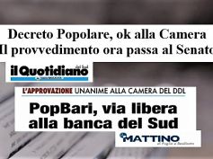 Decreto PopBari, sì da Camera, i giornali pugliesi e la posizione di First Cisl