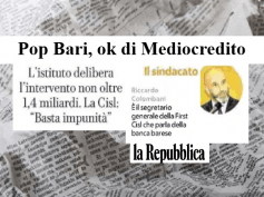 Repubblica, First Cisl, lavoratori non devono subire effetti gestione PopBari