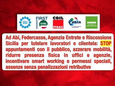Coronavirus, sindacati, in banca garantire solo servizio pubblico essenziale