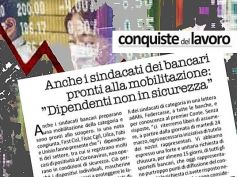 Conquiste del lavoro, bancari esposti al rischio contagio, non lavorano sicuri