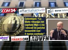 Colombani on line ribadisce, lo Stato rimanga nel capitale Mps senza vincoli Ue