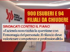 Sindacati su PopBari, piano industriale cinico, contraddittorio, inaccettabile