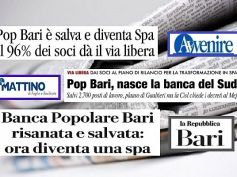 Colombani sui giornali, PopBari salva ma governo finisca lavoro iniziato a dicembre