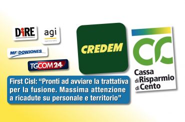 Nozze Credem – CR Cento, First Cisl, svolta storica ma vigileremo su occupazione