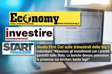 Studio First Cisl su trimestrali banche, pandemia non fiacca i conti delle big five