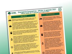 Coronavirus, Dpcm 14 gennaio, il volantino della Cisl