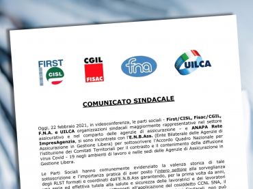 Appalto assicurativo, sottoscritto accordo per contrasto a Covid 19