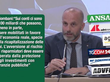 Colombani, per rilancio economia servono investimenti pubblici e risparmio privato