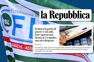 La Repubblica rilancia lo studio First Cisl sulla parità di genere in banca