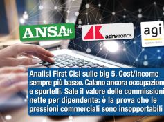 Studio First Cisl trimestrali banche, calano costi crescono utili, fusioni dannose