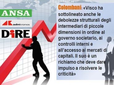 Colombani sulle agenzie di stampa, bene Visco su sostegno banche ma piccoli istituti vanno tutelati