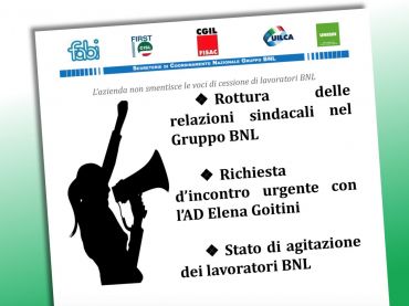 Gruppo Bnl, proclamato lo stato di agitazione, l’azienda non smentisce le voci di cessione di lavoratori