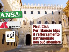 Mps, studio First Cisl sulle agenzie di stampa, piano errato, rafforzamento patrimoniale non può attendere Ue