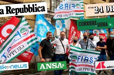 Sulla stampa, First Cisl e il presidio al Mef per Mps. Stato resti nel capitale e istituisca tavolo di confronto