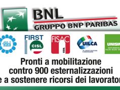 Bnl, sindacati, pronti a mobilitazione contro 900 esternalizzazioni e a sostenere ricorsi dei lavoratori