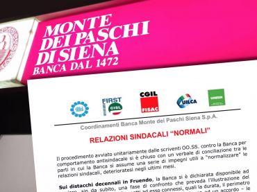 Mps, relazioni sindacali “normali”