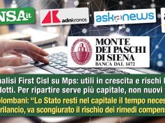 Studio Mps di First Cisl sulle agenzie. Colombani, banca migliora, Stato resti nel capitale, dannosi nuovi tagli