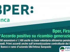 Bper, First Cisl, accordo positivo su ricambio generazionale