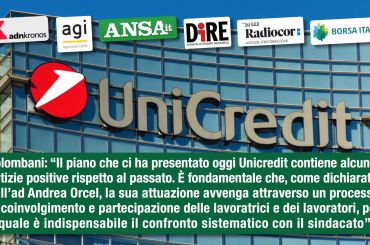 Colombani, da piano Unicredit alcune notizie positive ma va attivato con partecipazione lavoratrici e lavoratori