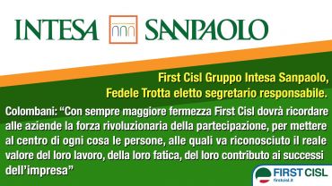 Gruppo Intesa Sanpaolo, Trotta nuovo segretario generale. Colombani, con la partecipazione le persone al centro