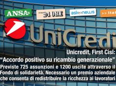 First Cisl su intesa in Unicredit, accordo favorevole, avviata nuova fase relazioni condivise e strategiche