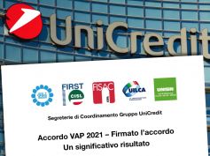Unicredit, dopo l’intesa sul ricambio generazionale, siglato accordo sul premio aziendale
