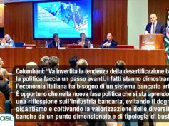 Desertificazione bancaria, Colombani: va invertita la tendenza, la politica faccia un passo avanti