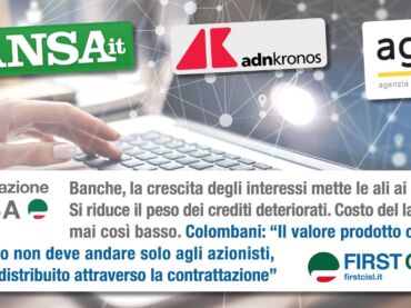 Report First Cisl, bene conti banche. Colombani: giusta remunerazione dipendenti sarà tema di contrattazione