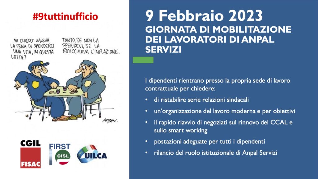 Mobilitazione in Anpal Servizi, il 9 febbraio “tutti in ufficio ...