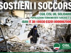 Terremoto Turchia-Siria, Cgil Cisl Uil aprono sottoscrizione raccolta fondi per sostenere le popolazioni colpite