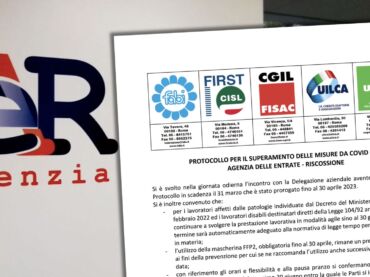 Agenzia delle entrate-Riscossione, prorogato al 30 aprile il protocollo Covid
