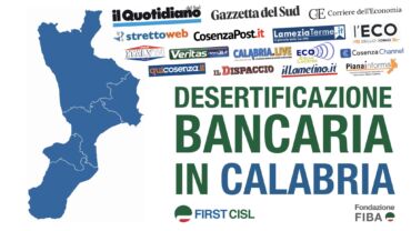 Desertificazione bancaria. Calabria in fondo alla classifica, ritmo chiusure sportelli insostenibile