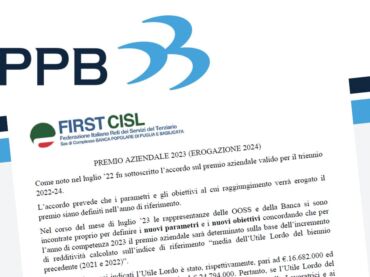 Popolare Puglia e Basilicata, firmato accordo su premio aziendale 2023