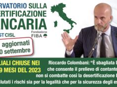 Desertificazione bancaria, 635 filiali chiuse nei primi nove mesi dell’anno. Colombani: la soluzione non è il prelievo attraverso i Pos