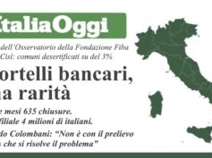 ItaliaOggi: sportelli bancari sono rarità. Colombani: il prelievo dai Pos non è la soluzione contro la desertificazione bancaria