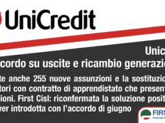 Unicredit, firmato accordo su uscite e ricambio generazionale